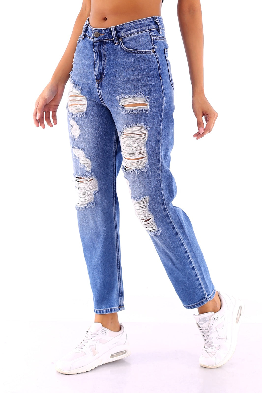 Ripped High-Waisted Mom Jeans